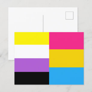 Carte Postale Indicateur Pansexuel non binaire à double fierté