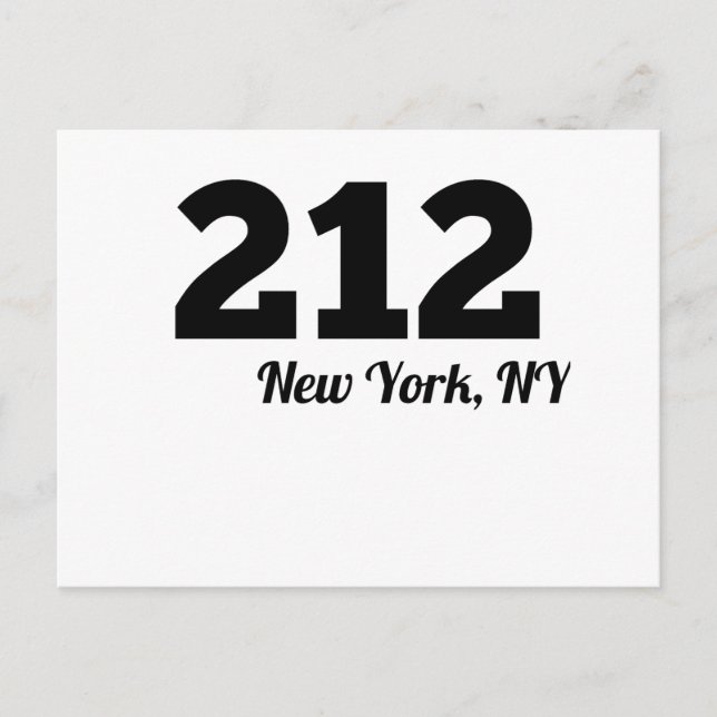 Carte Postale Indicatif régional 212 New York NY (Devant)