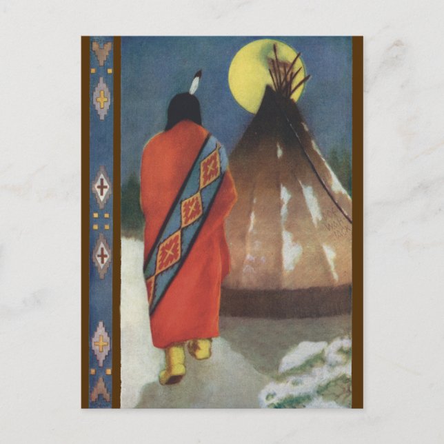 Carte Postale Indien vintage et Teepee (Devant)