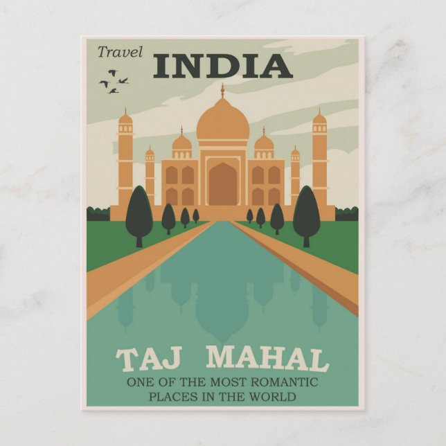 Carte postale indienne Taj Mahal Vintage voyage (Devant)