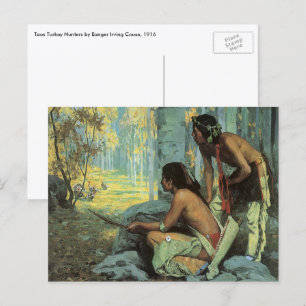 Carte Postale Indiens d'autrefois, Les chasseurs de dindons de T