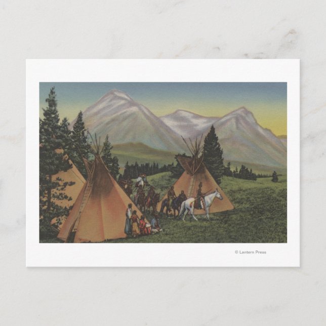 Carte Postale Indiens du Nord-Ouest de retour de la chasse (Devant)