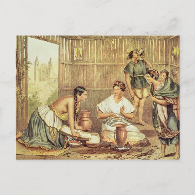 Carte Postale Indiens préparant des tortillas (Devant)