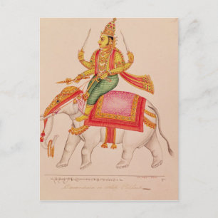 Carte Postale Indra, Dieu des tempêtes, chevauchant un éléphant