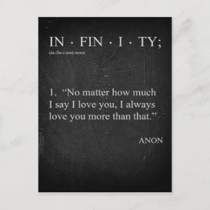 Carte Postale INFINITÉ Vous aimez plus Dictionnaire Définition C
