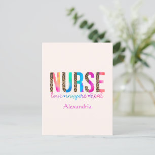 Carte Postale Infirmière - Aimer, Inspirer, Guérir