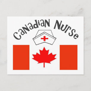 Carte Postale Infirmière canadienne (drapeau canadien) Infirmièr