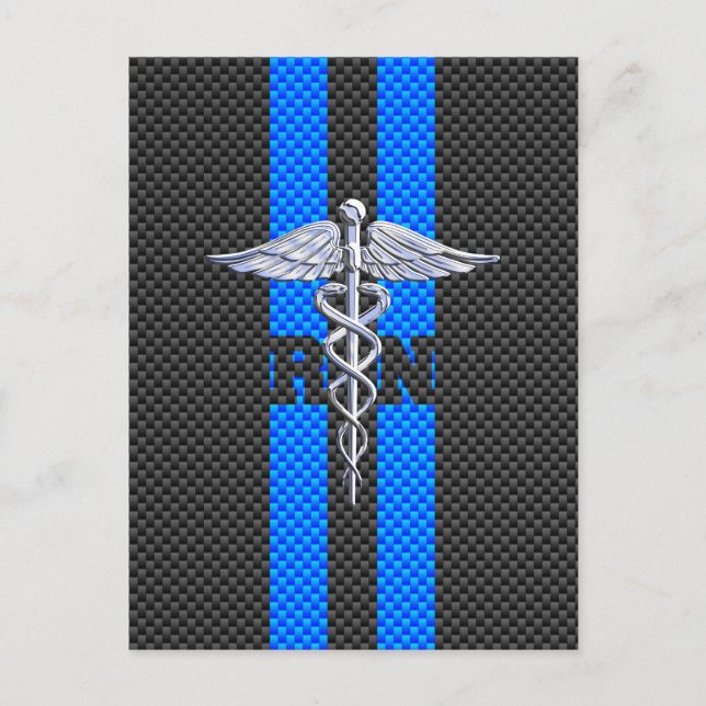 Carte Postale Infirmière inscrite RN Caduceus Carbon Decor (Devant)