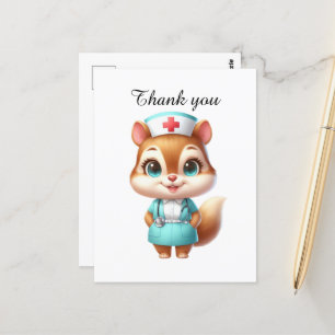 Carte Postale Infirmière mignonne merci écureuil