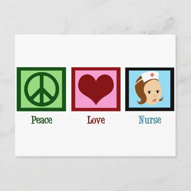 Carte Postale Infirmière Peace Love (Devant)