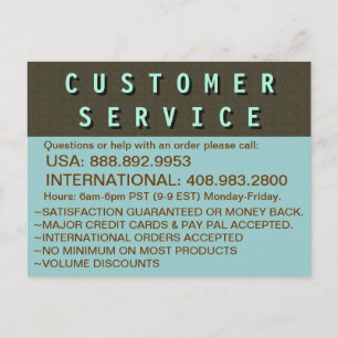 Carte Postale Information de contact du service client