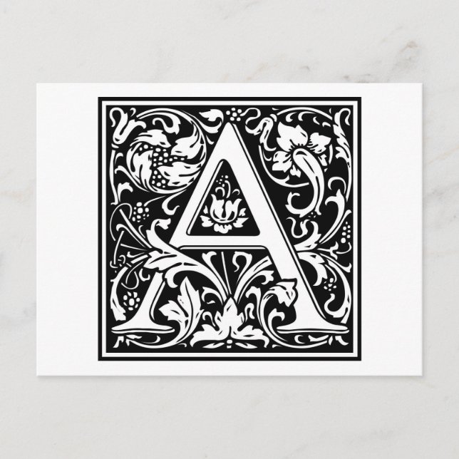 Carte Postale Initiale décorative "A" de lettre (Devant)