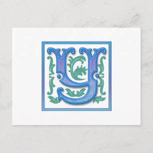 Carte Postale Initiale vintage Y - Lettre Y - Monogramme