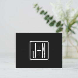 Carte Postale Initiales monogrammes modernes | Noir & Blanc
