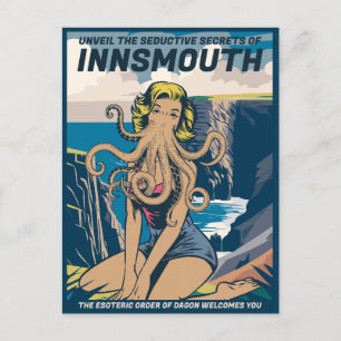 Carte Postale Innsmouth Pin-up Cthulhu Travel Poster Lovecraft