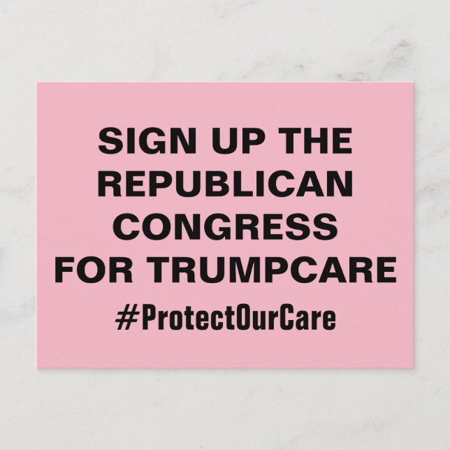 Carte Postale Inscrivez-vous au Congrès pour TrumpCare Protégez  (Devant)