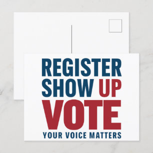 Carte Postale Inscrivez-vous Montrer Voter Votre Voix Compte Éle