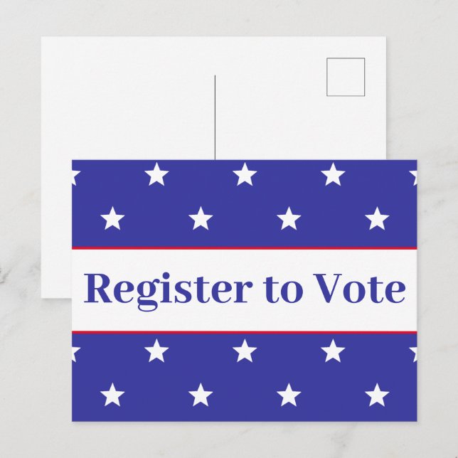 Carte Postale Inscrivez-vous pour voter Rouge Blanc et Bleu (Devant / Derrière)