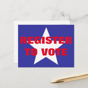 Carte Postale Inscrivez-vous pour voter Rouge Blanc et Bleu Une 