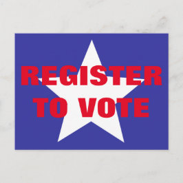 Carte Postale Inscrivez-vous pour voter Rouge Blanc et Bleu Une 