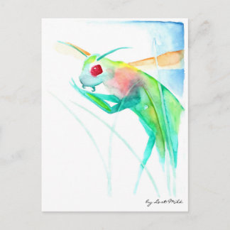 Carte Postale Insecte manchot dans les aquarelles colorées