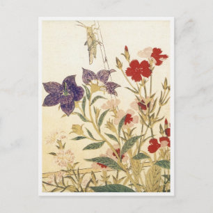 Carte Postale Insectes et fleurs d'Utamaro