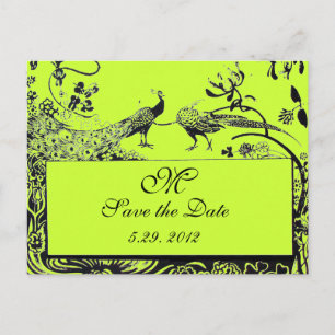 Carte Postale INSÉPARABLES mariages MONOGRAM noir et blanc vert