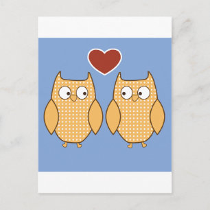 Carte Postale Inséparables Owls Blossom Heart Destiny Shower Par
