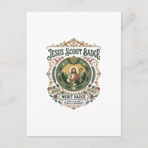 Carte Postale Insigne de Scout Jésus Insigne de Mérite Insigne d
