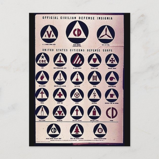 Carte Postale Insigne officiel de défense civile (Devant)