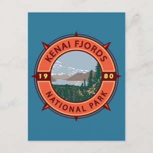 Carte Postale Insigne rétro boussole du parc national des fjords