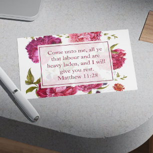 Carte Postale Inspirant Matthieu 11:28 Floral rose