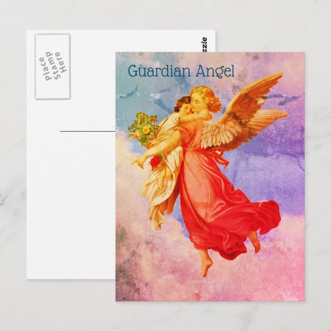 Carte Postale Inspirante Angel Et Enfant Gardien (Devant / Derrière)