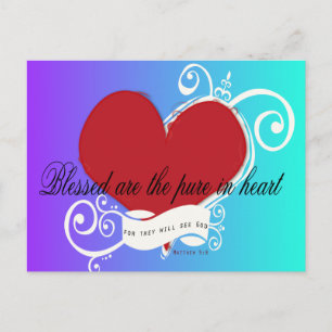 Carte Postale Inspirationnelle Bible Verse Matthieu 5:8 Heureux
