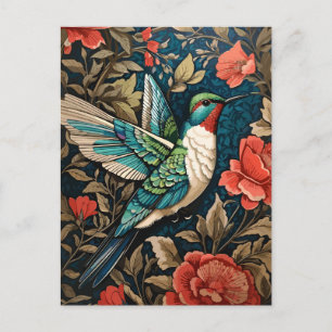 Carte Postale Inspiré par l'élégant colibri William Morris volan