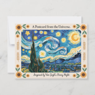 Carte postale inspirée par l'art nocturne étoilé d
