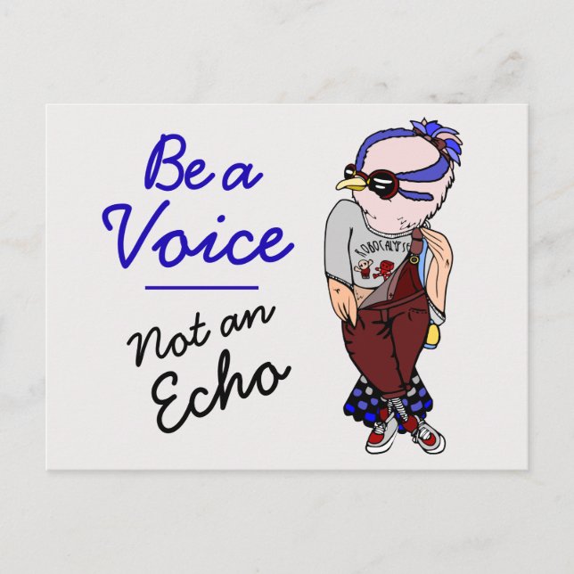 Carte Postale Inspirer Kawaii Bird Art | Être une voix pas un éc (Devant)