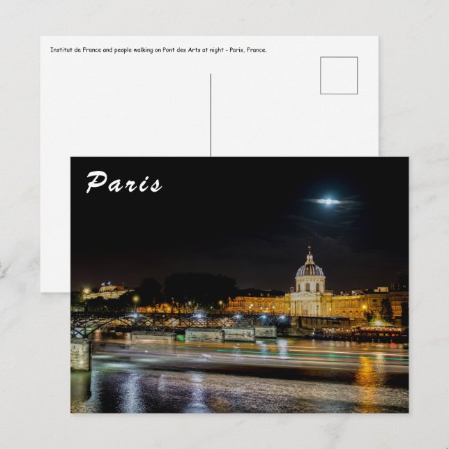 Carte Postale Institut de France et Pont des Arts - Paris (Devant / Derrière)