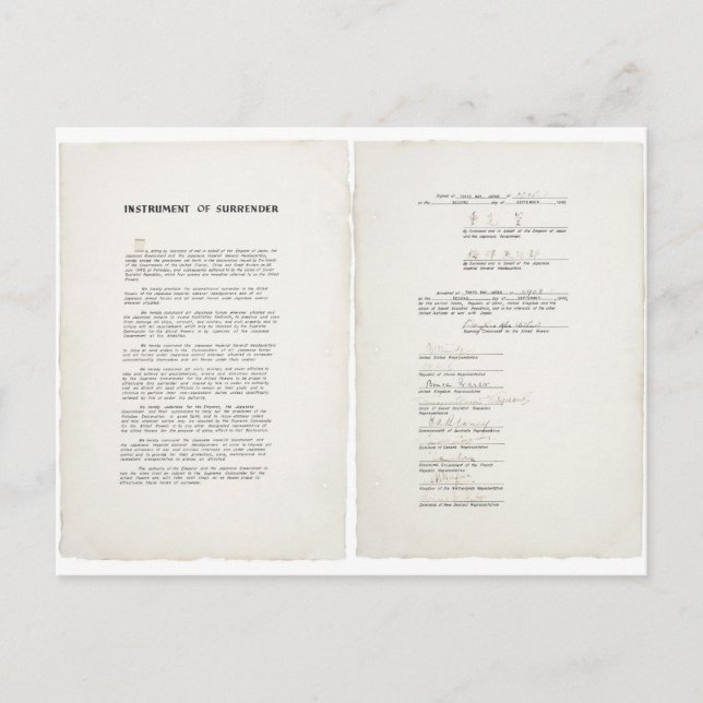 Carte Postale Instrument de capitulation pour le Japon de la Sec (Devant)