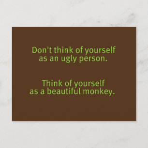 CARTE POSTALE INSULTES DRÔLES PAS BELLE PERSONNE SINGE BEAU