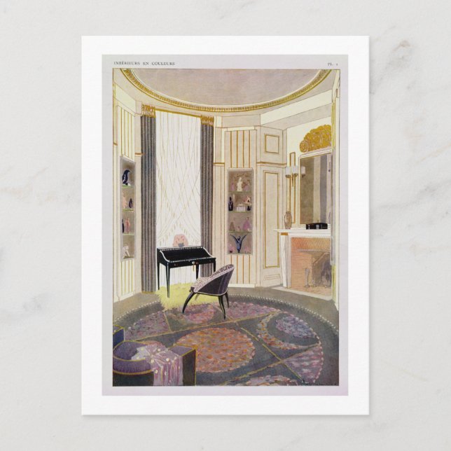 Carte Postale Intérieur avec mobilier conçu par Ruhlmann, de (Devant)
