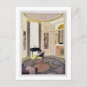 Carte Postale Intérieur avec mobilier conçu par Ruhlmann, de