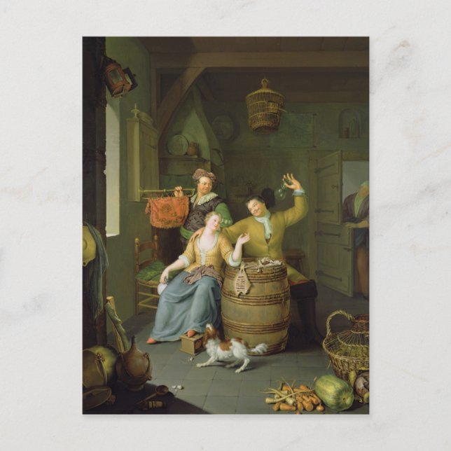 Carte Postale Intérieur avec un couple célébrant (Devant)