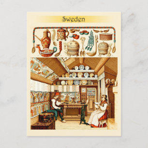 Carte Postale Intérieur de la maison suédoise (mobilier et usten