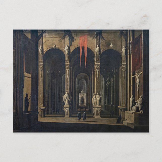 Carte Postale Intérieur de l'église de Naples Peinture baroque f (Devant)
