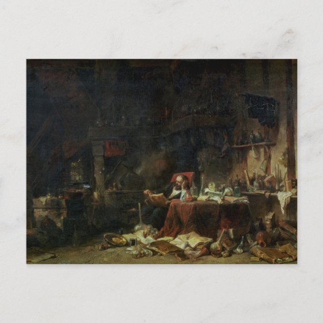 Carte Postale Intérieur de l'étude d'un alchimiste (Devant)