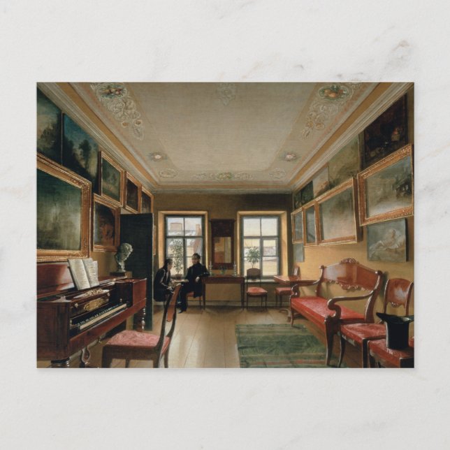 Carte Postale Intérieur d'une maison de maître, années 1830 (Devant)