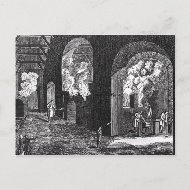 Carte Postale Intérieur d'une usine de verre (Devant)
