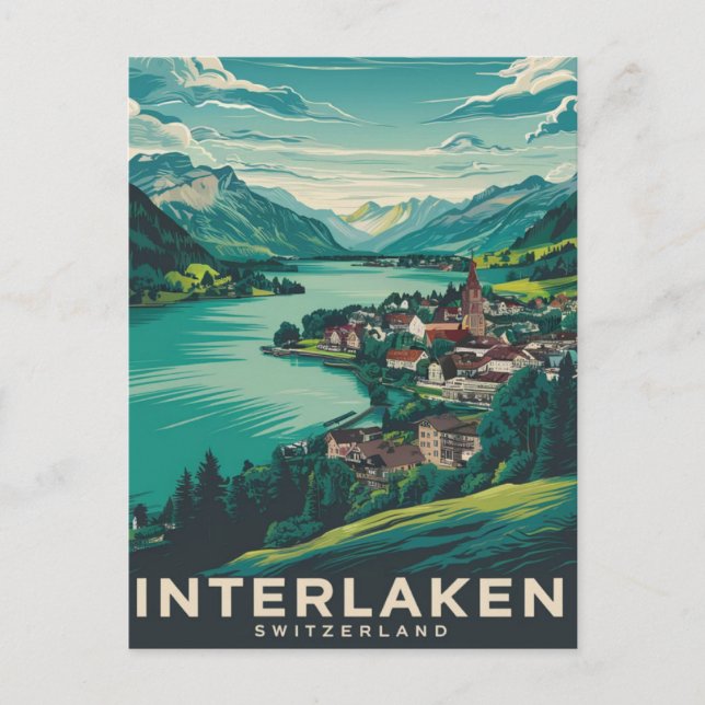 Carte Postale Interlaken Suisse Green (Devant)