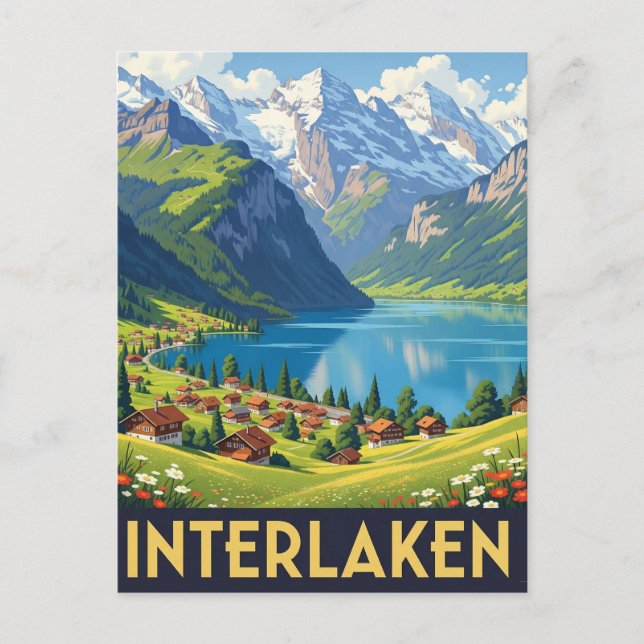 Carte Postale Interlaken Suisse Travel Vintage (Devant)